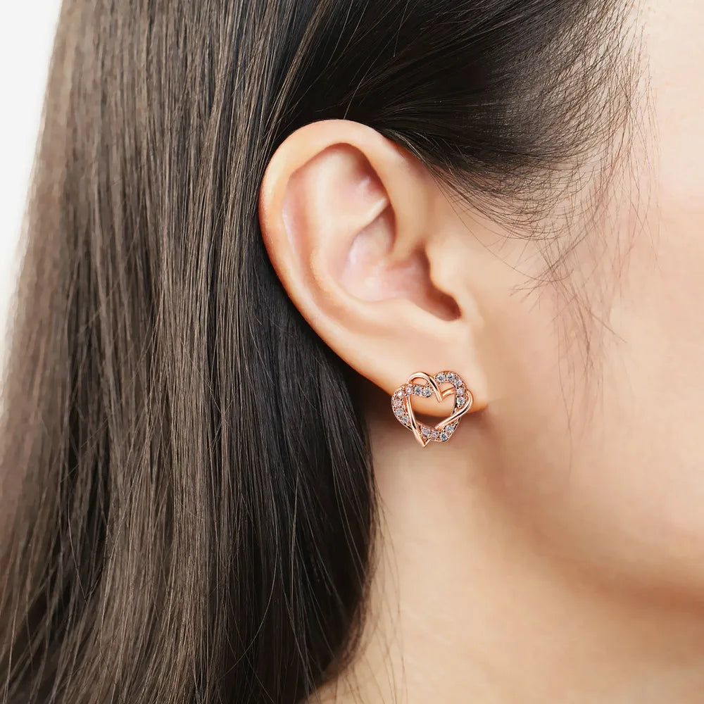 Intertwined Heart Crystal Earrings