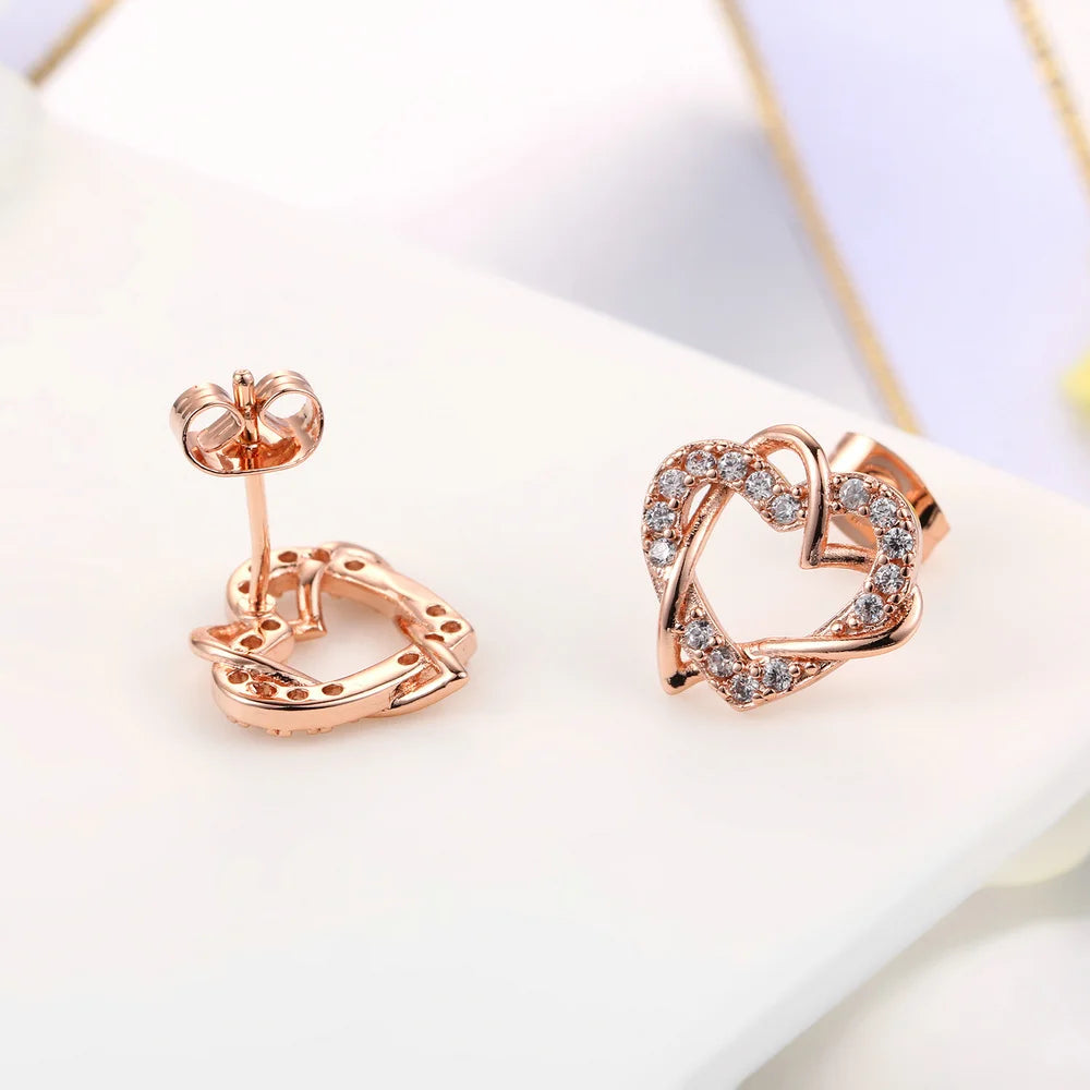 Intertwined Heart Crystal Earrings
