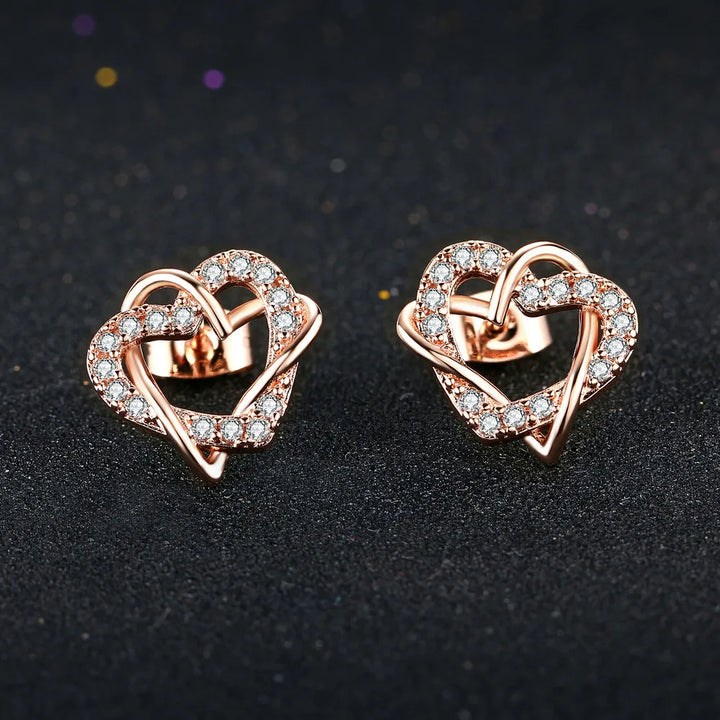 Intertwined Heart Crystal Earrings