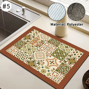 Absorbent Printed Dish Drying Mat