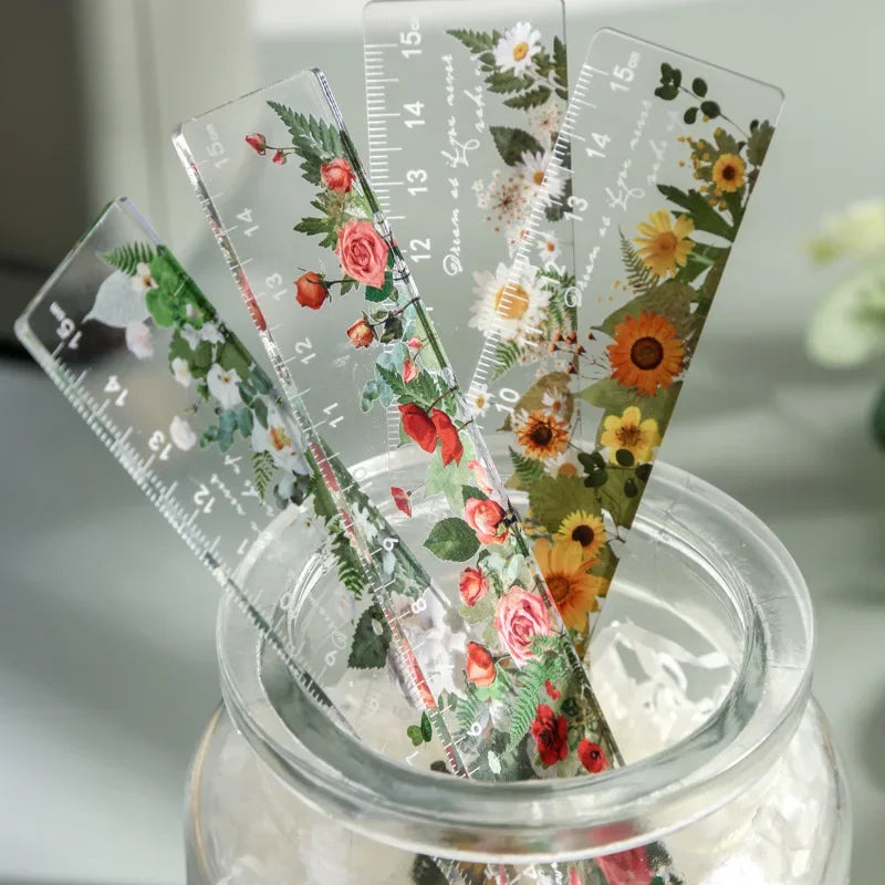 15cm Floral Student Ruler