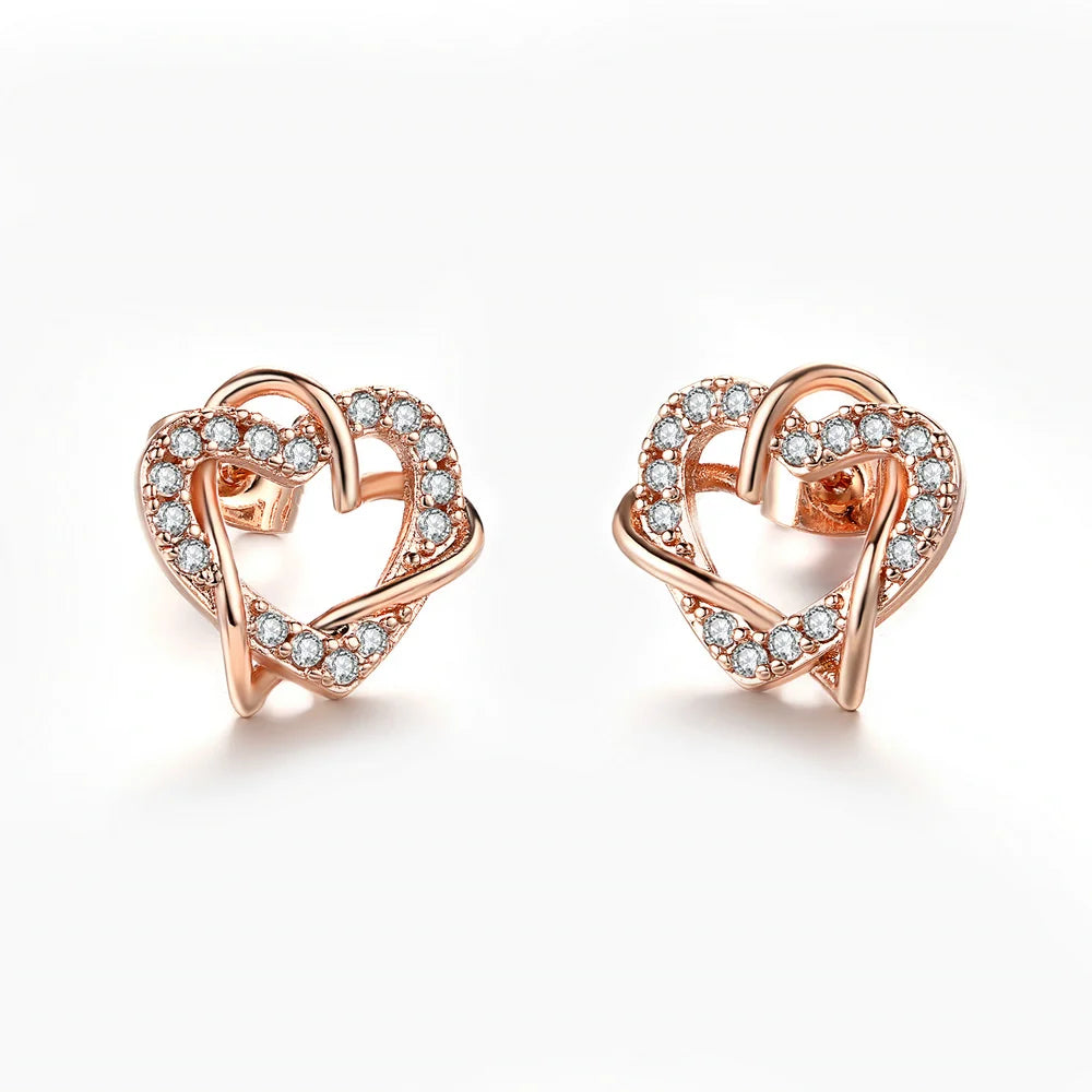 Intertwined Heart Crystal Earrings