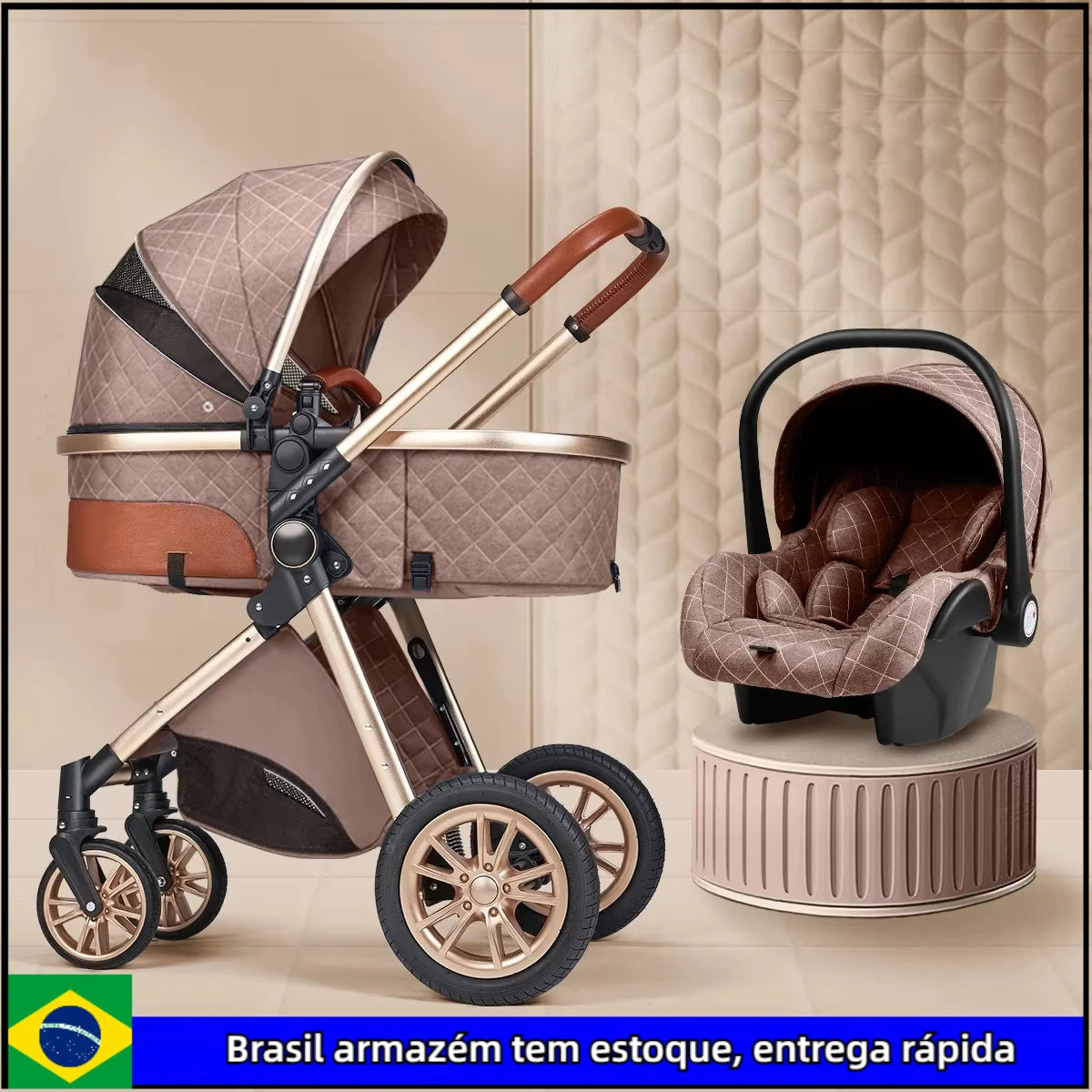 Foldable 3-in-1 Baby Stroller