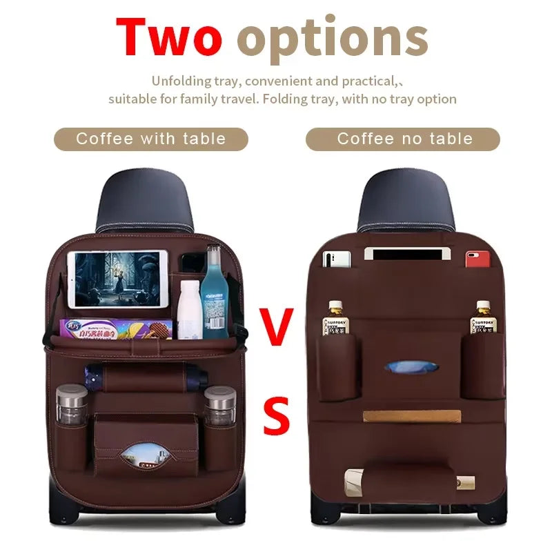 PU Leather Seatback Organizer Tray