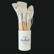 Silicone Wooden Handle Utensil Set