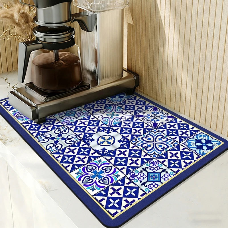 Absorbent Printed Dish Drying Mat