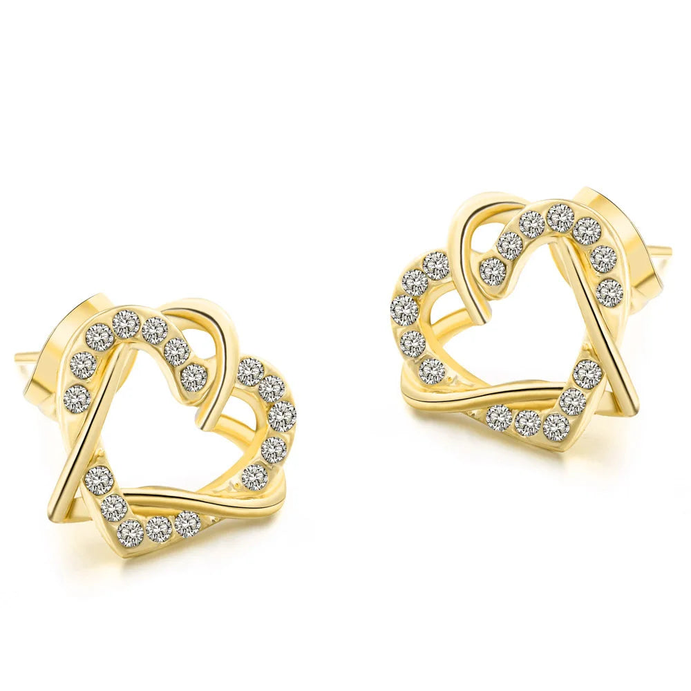 Intertwined Heart Crystal Earrings