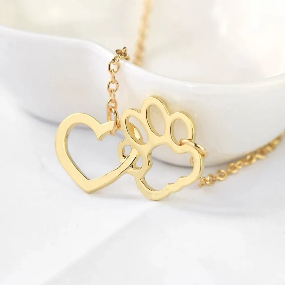 Paw Heart Pendant Necklace