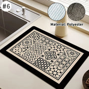 Absorbent Printed Dish Drying Mat