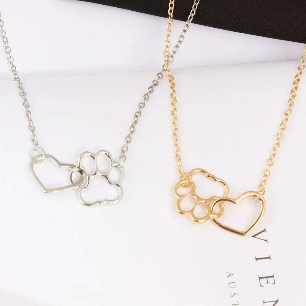 Paw Heart Pendant Necklace