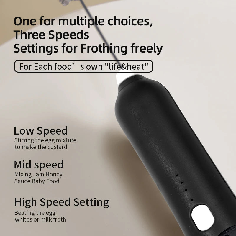 Rechargeable Three-Speed Milk Frother