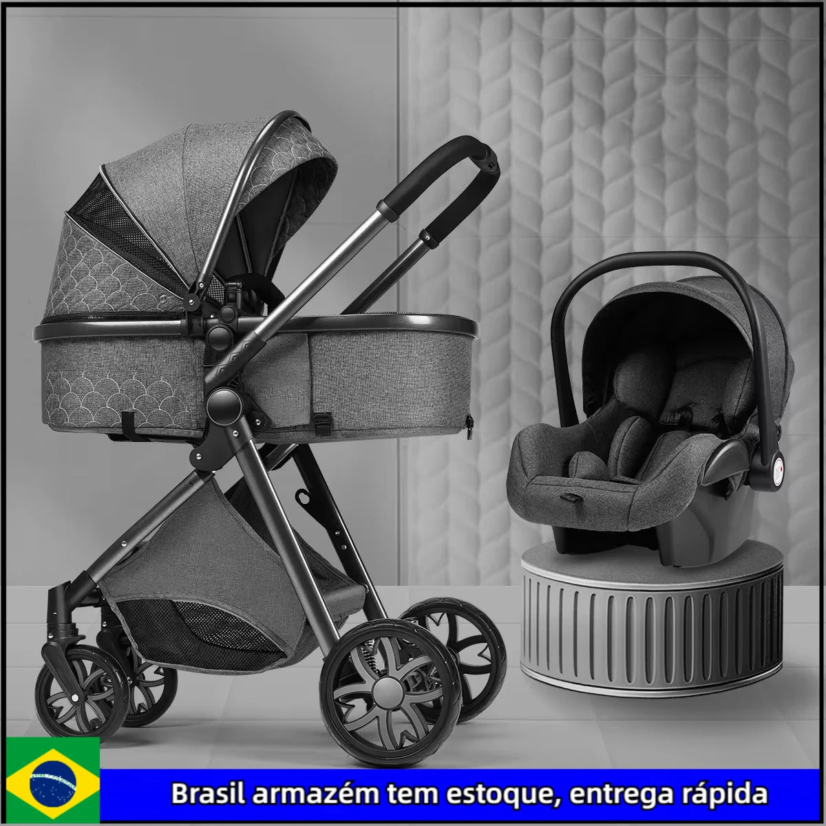 Foldable 3-in-1 Baby Stroller