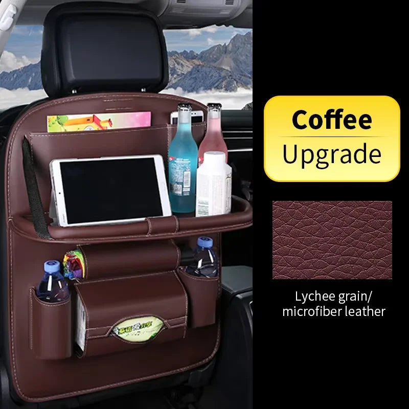 PU Leather Seatback Organizer Tray