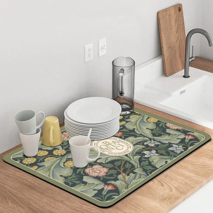 Absorbent Printed Dish Drying Mat