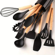 Silicone Wooden Handle Utensil Set