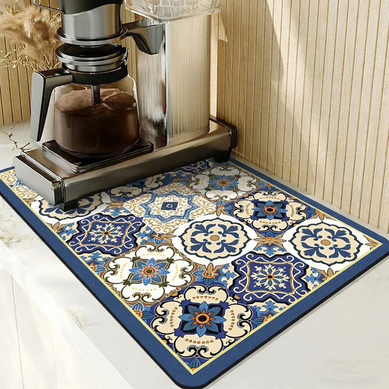 Absorbent Printed Dish Drying Mat
