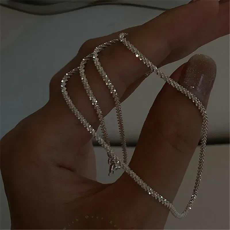Sparkling Silver Choker Necklace