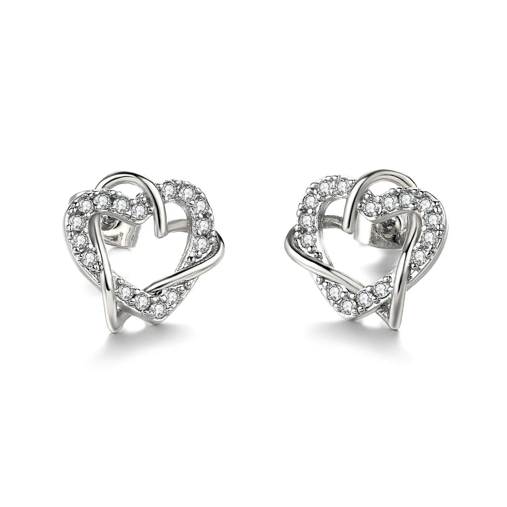Intertwined Heart Crystal Earrings
