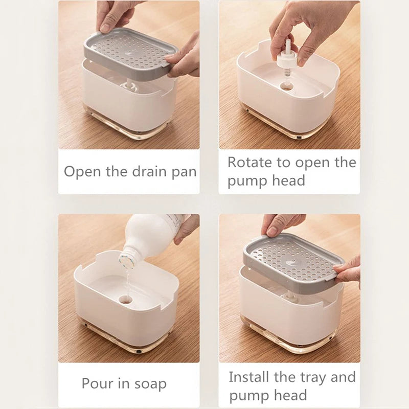 Press Soap Sponge Dispenser
