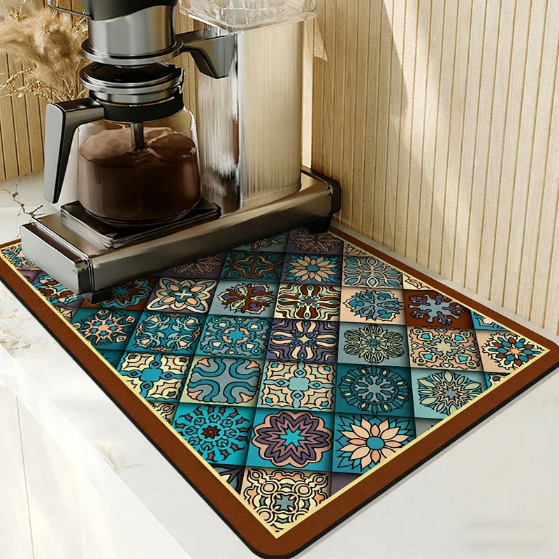 Absorbent Printed Dish Drying Mat