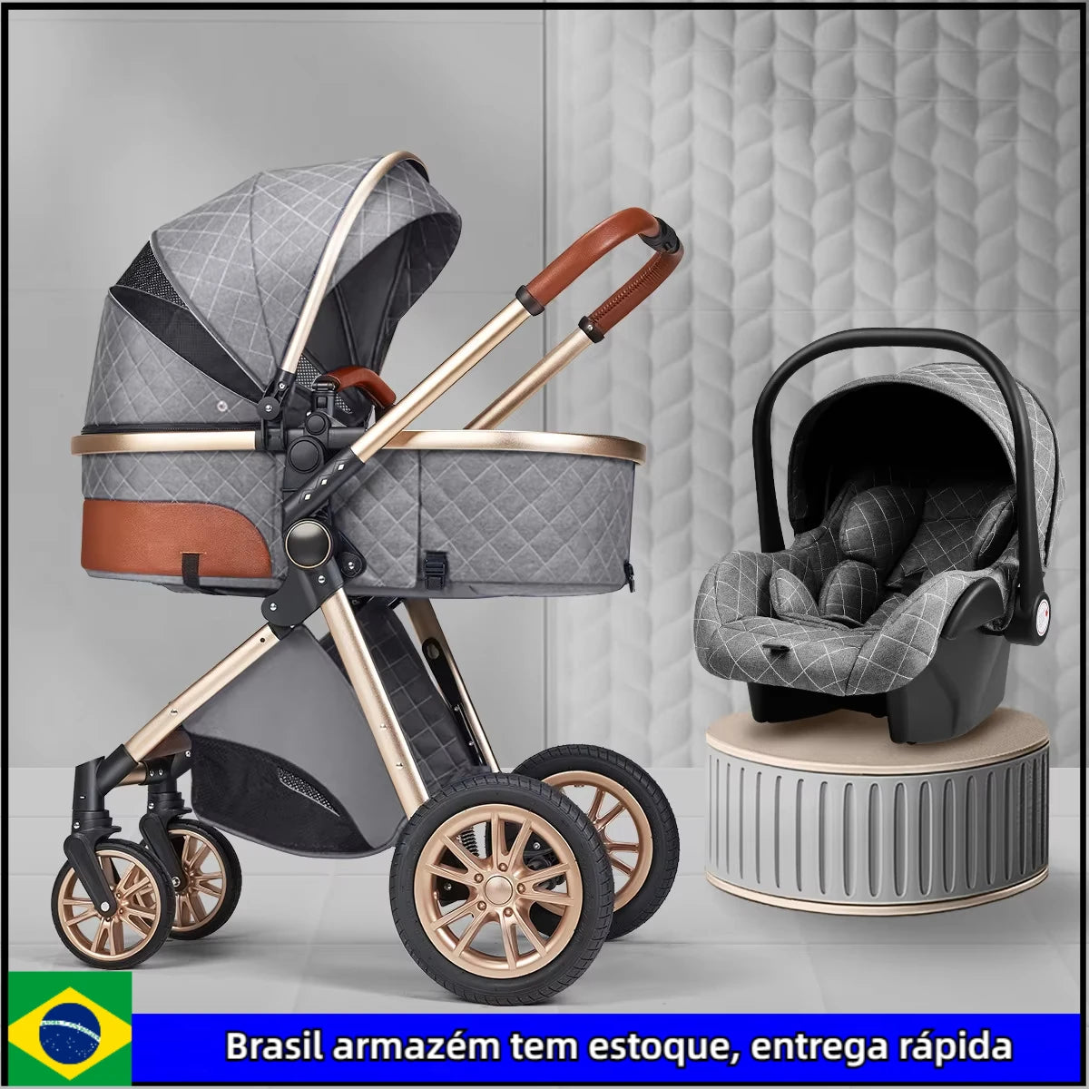 Foldable 3-in-1 Baby Stroller