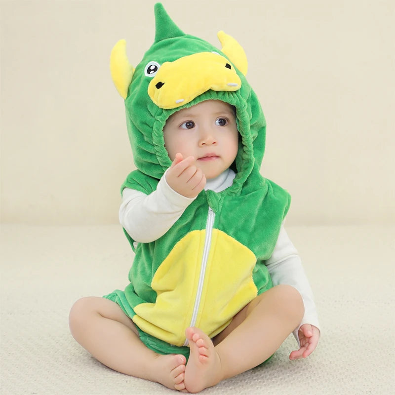 Hooded Animal Baby Romper