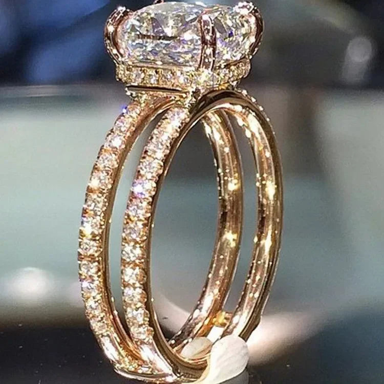 Champagne Crystal Statement Ring