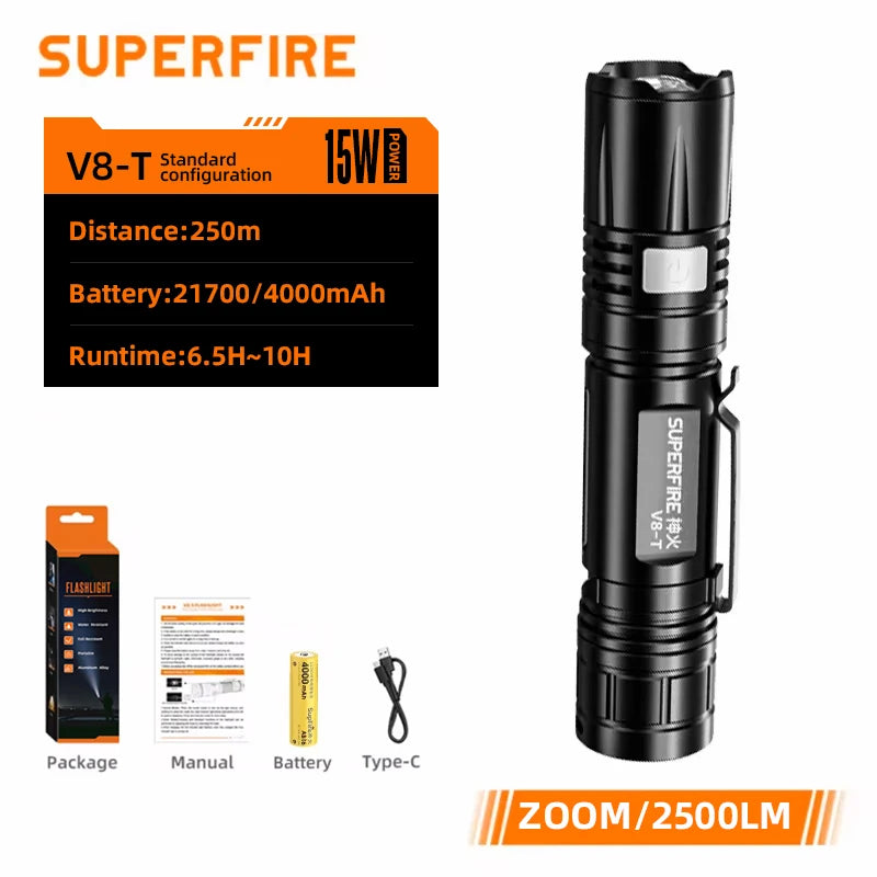 SUPERFIRE Rechargeable LED Flashlight