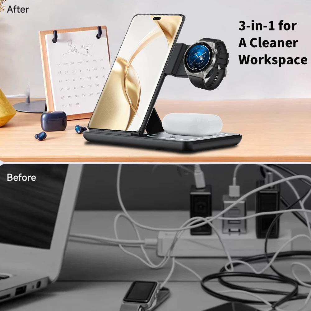 Foldable 3-in-1 Wireless Charger