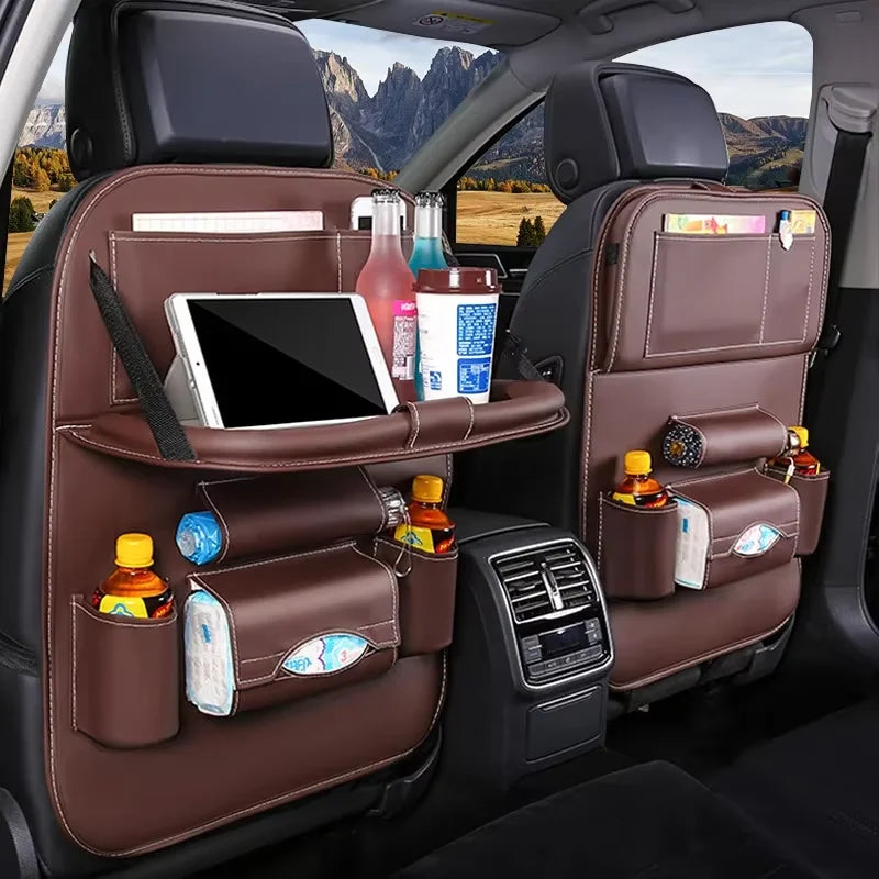 PU Leather Seatback Organizer Tray