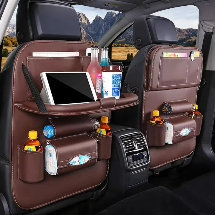 PU Leather Seatback Organizer Tray