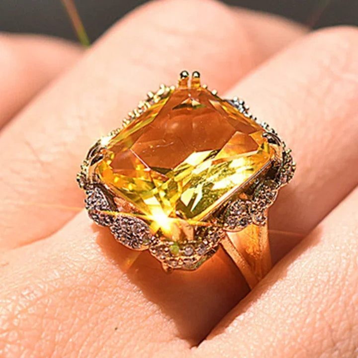 Champagne Crystal Statement Ring