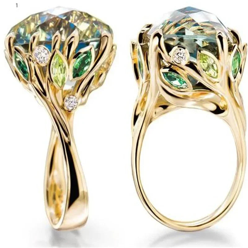 Champagne Crystal Statement Ring