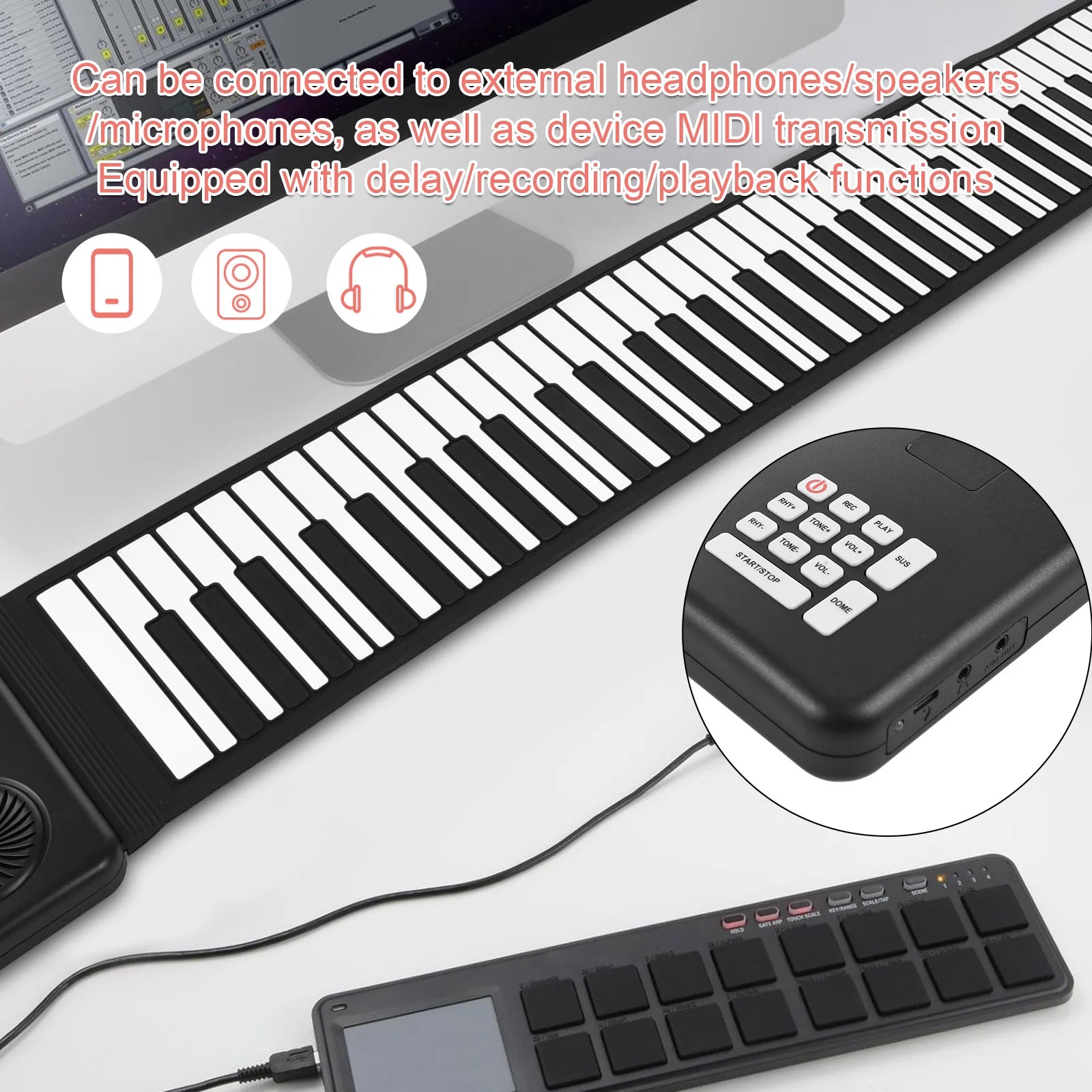 Foldable 88-Key Silicone Piano
