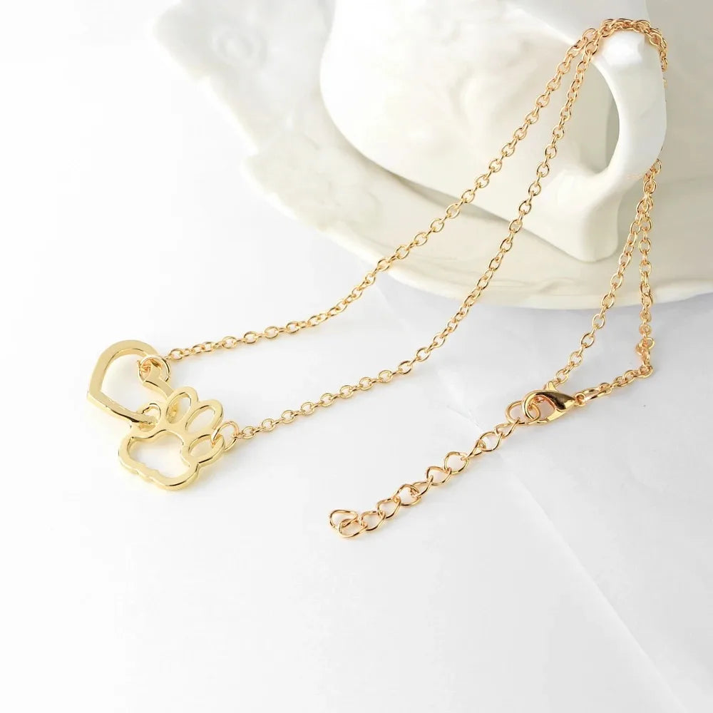 Paw Heart Pendant Necklace