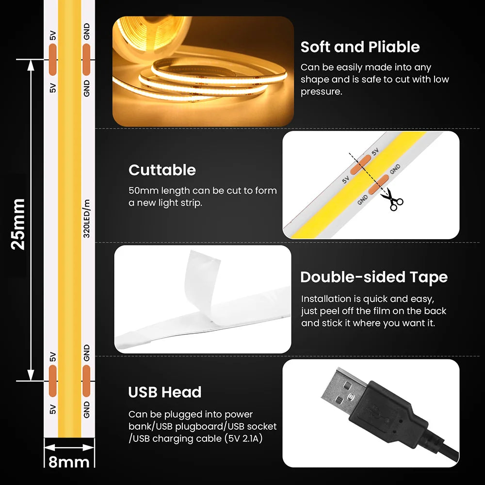 5V COB Cabinet Striplight