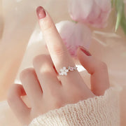 Adjustable Zircon Flower Ring