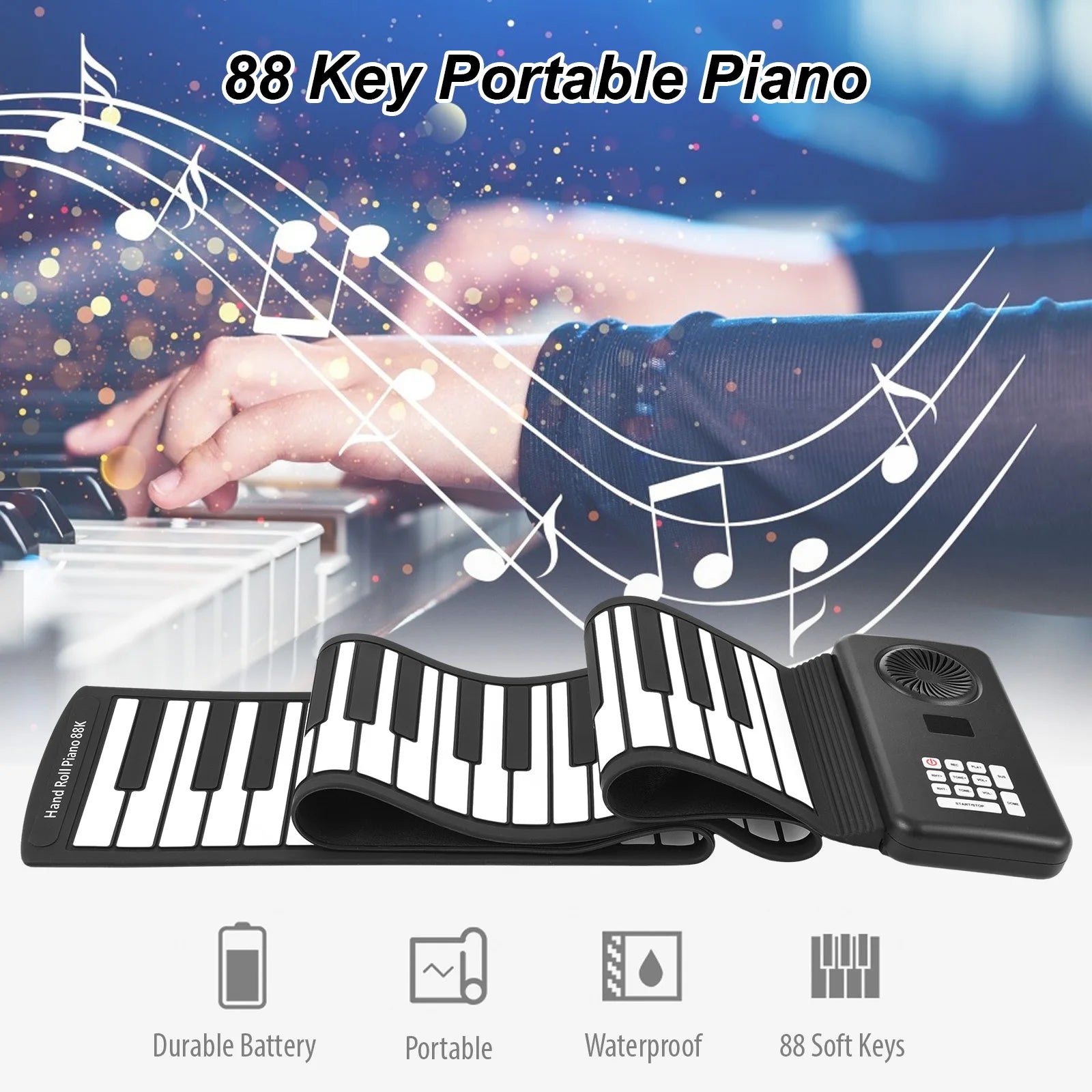 Foldable 88-Key Silicone Piano