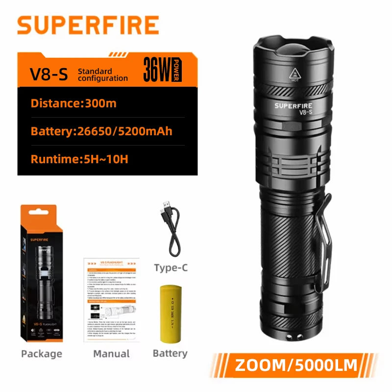SUPERFIRE Rechargeable LED Flashlight