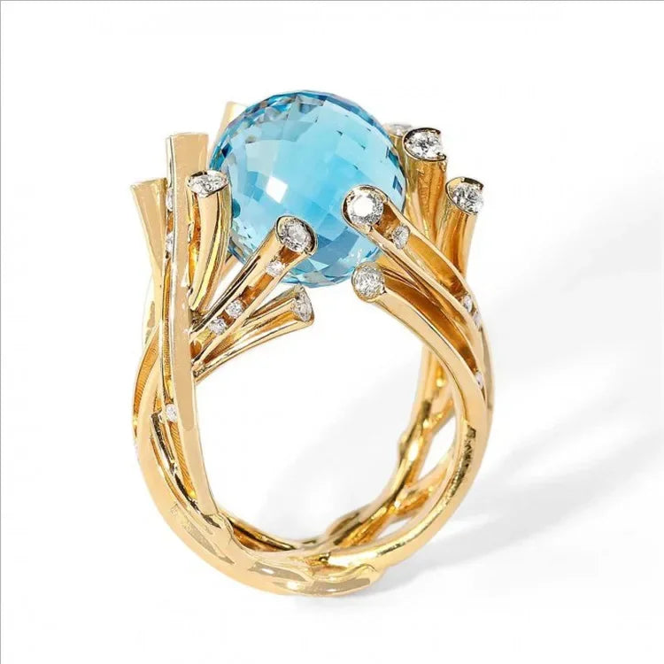 Champagne Crystal Statement Ring