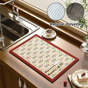 Absorbent Printed Dish Drying Mat