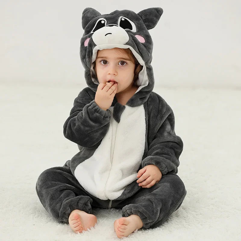 Hooded Animal Baby Romper