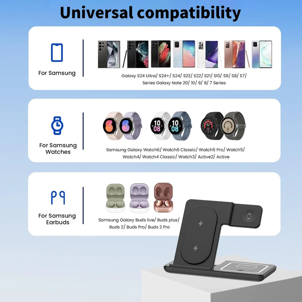 Foldable 3-in-1 Wireless Charger
