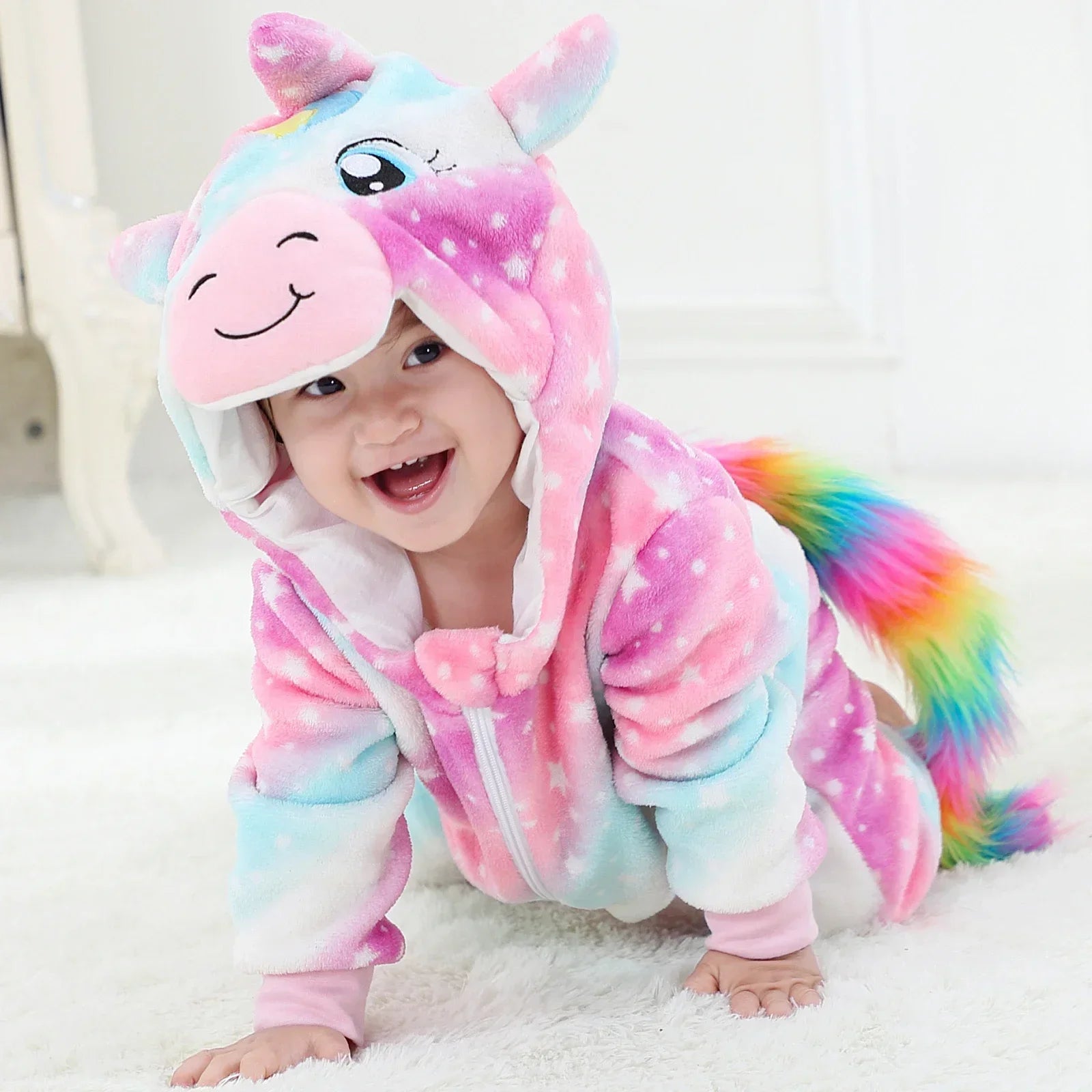 Hooded Animal Baby Romper