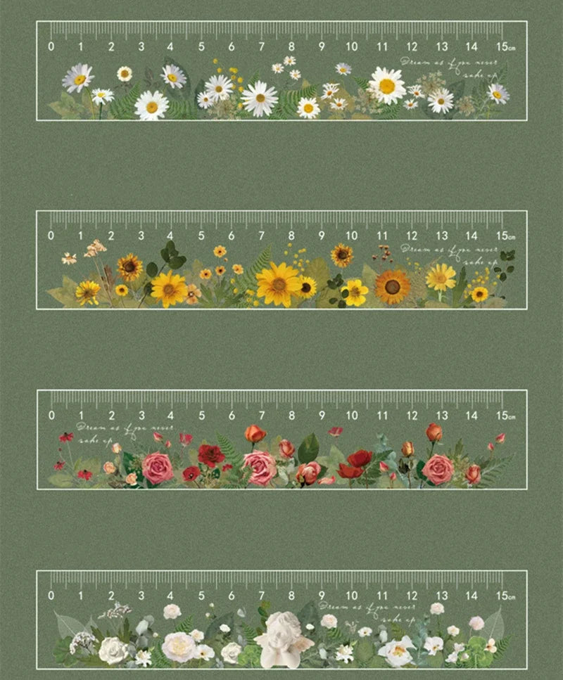 15cm Floral Student Ruler